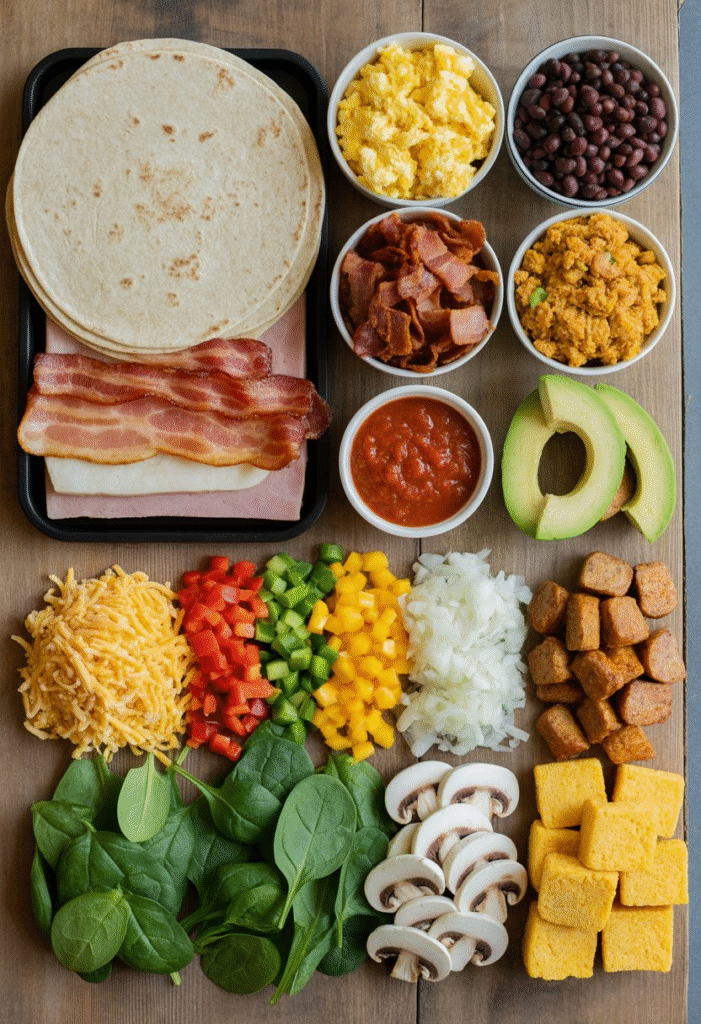 Ingredients of Breakfast Burritos Recipe Freezer