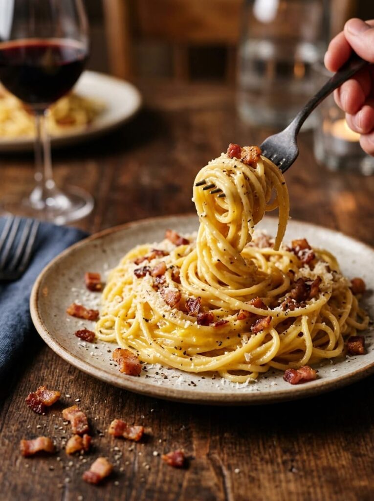Bacon and Pea Carbonara