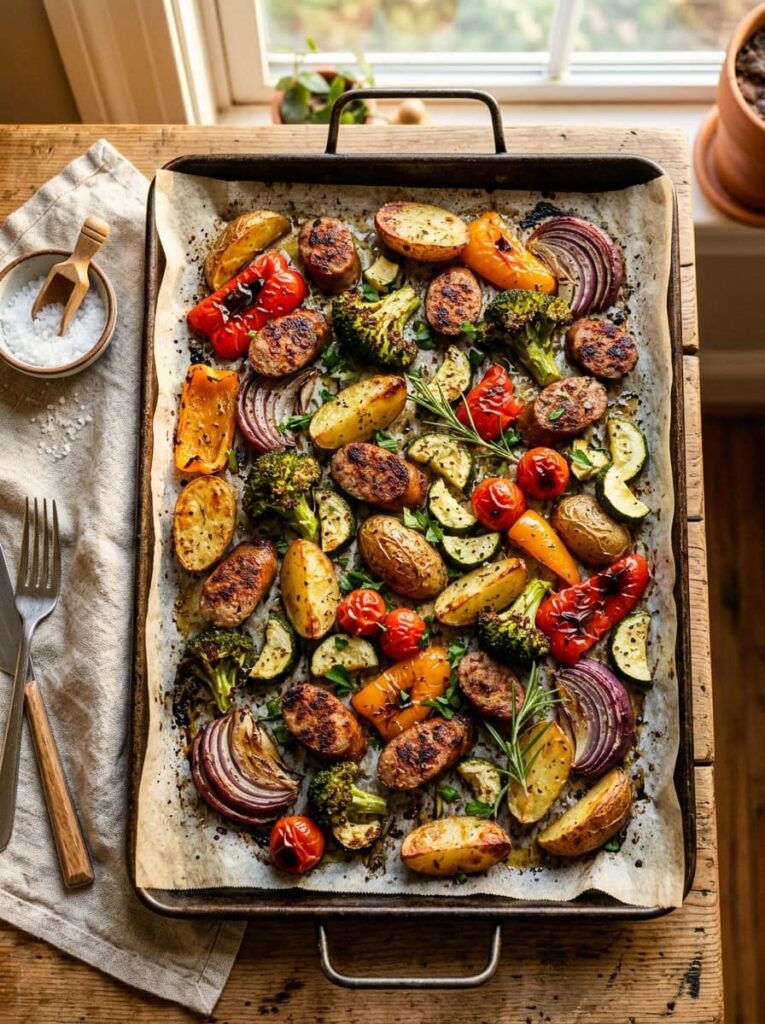 One Pan Sausage and Veggie Bake