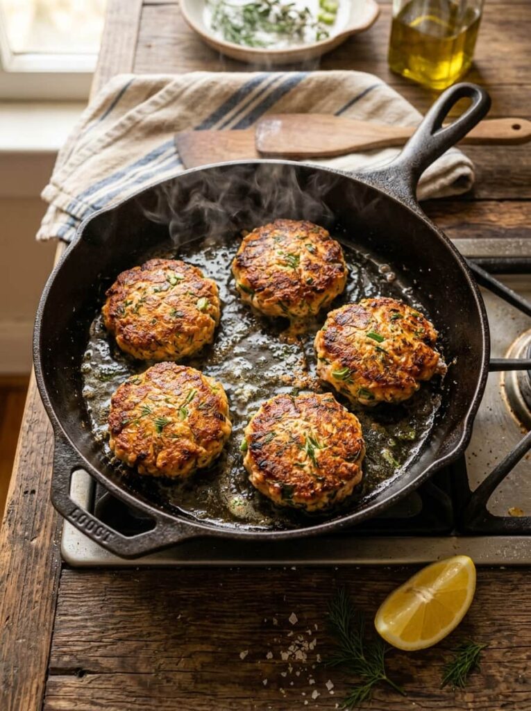 Canned Salmon Patty Skillet Dinner
