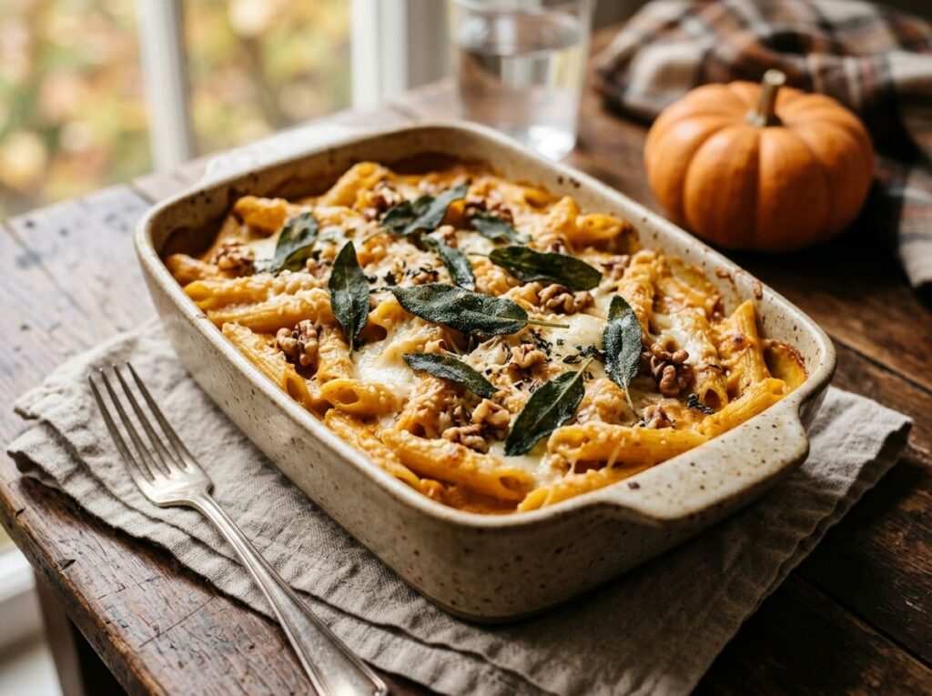 Pumpkin Sage Baked Penne for Fall Nights