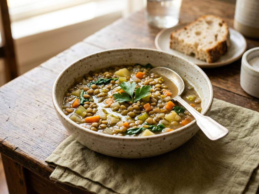 Lentil Soup From Leftover Produce