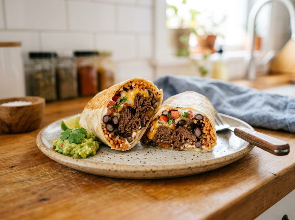 A Slow Cooker Beef and Bean Burrito Filling Ready the Moment Practice Lets Out