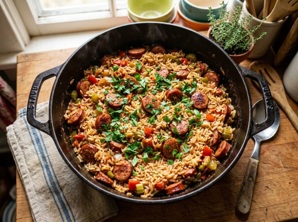 One Pot Cajun Sausage and Rice