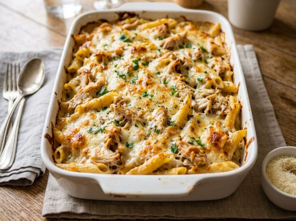 Chicken Alfredo Baked Penne
