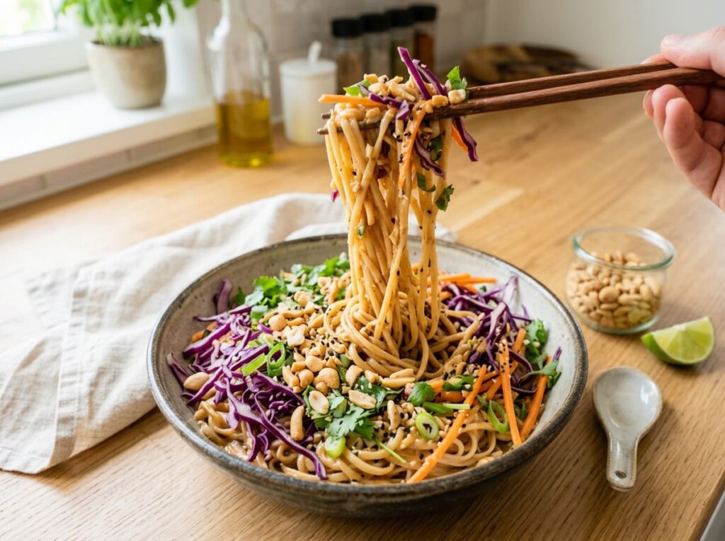 Asian Peanut Noodle Salad With Crunchy Vegetables