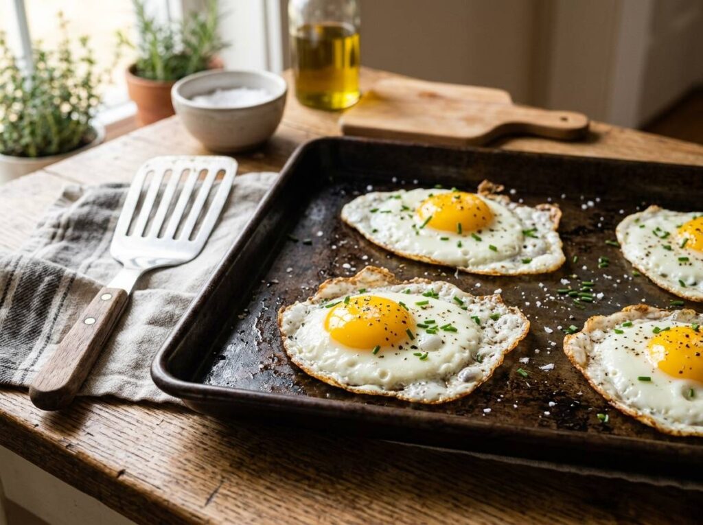 Eggs Cracked Directly on the Pan