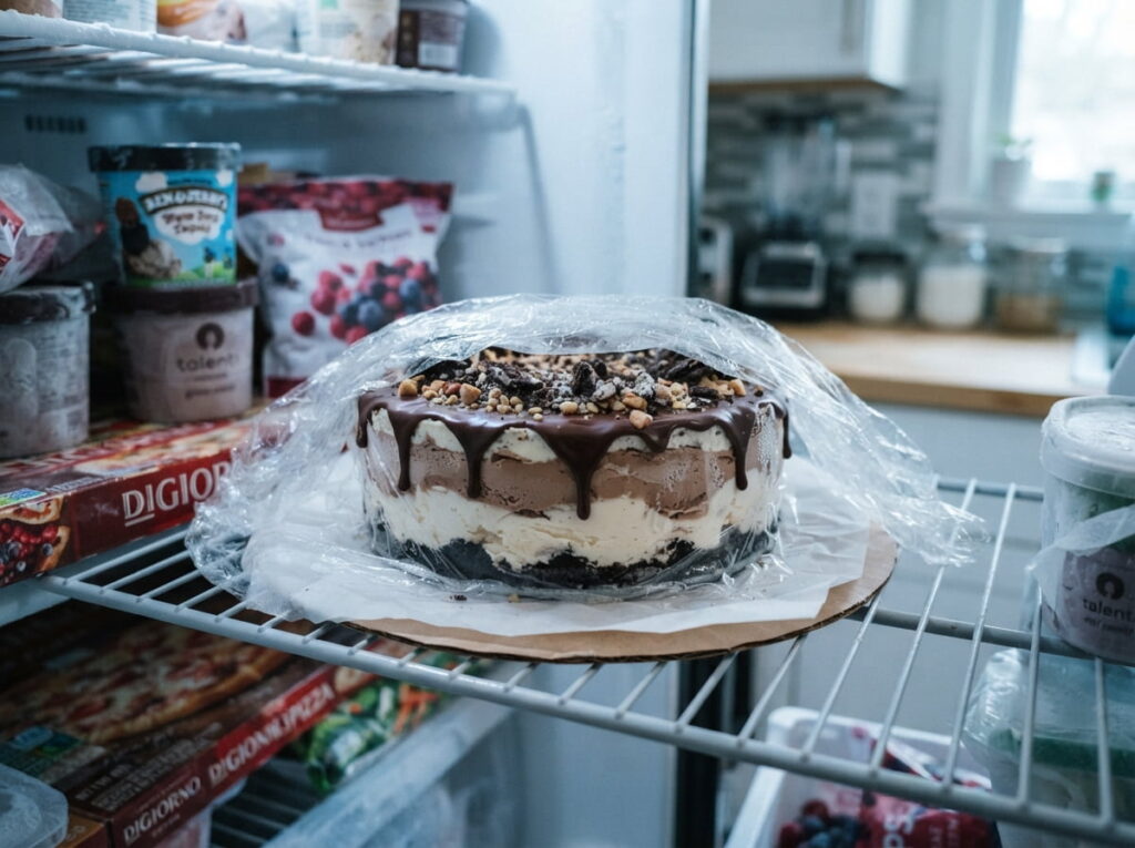 Giving the Finished Cake One Last Long Freeze Before the Day It Gets Served