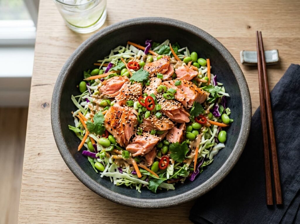 Asian Salmon Salad With a Sesame Miso Dressing