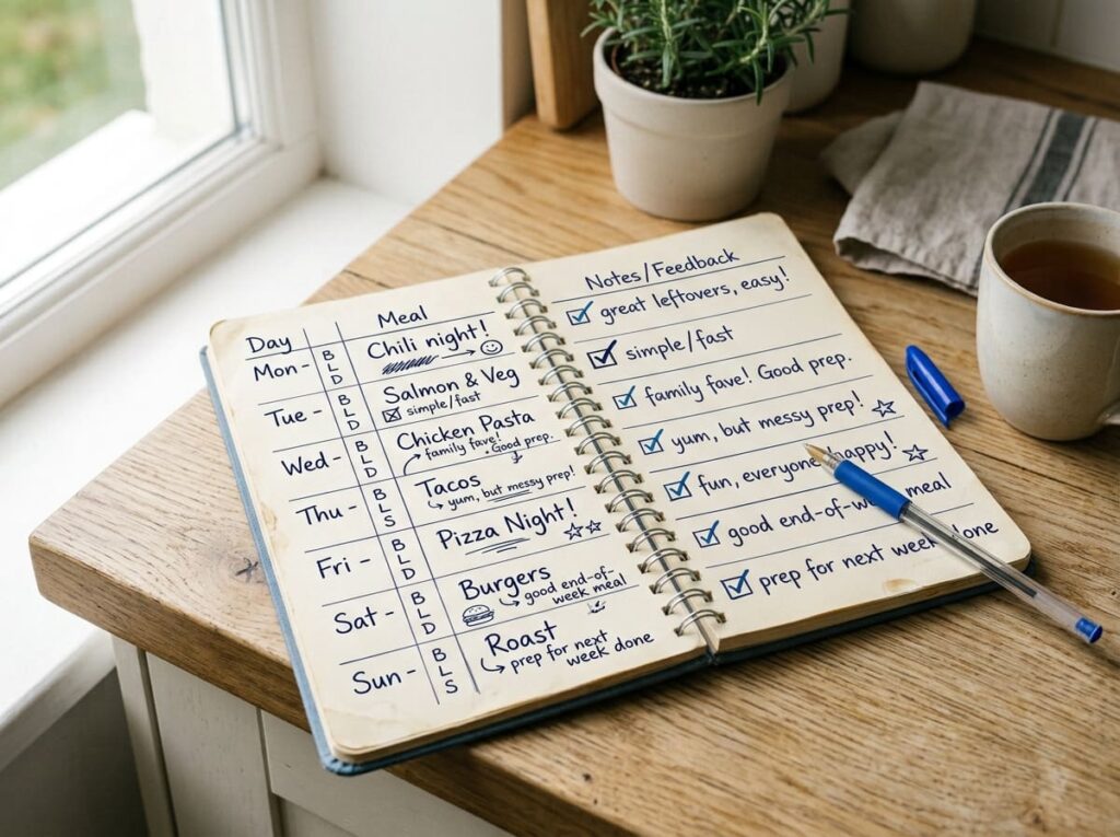 Reviewing What Actually Got Eaten Each Week So Next Week's Plan Improves