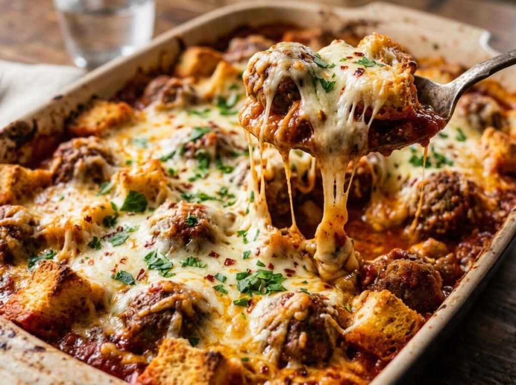 Meatball Sub Casserole That Skips Rolling Individual Meatballs