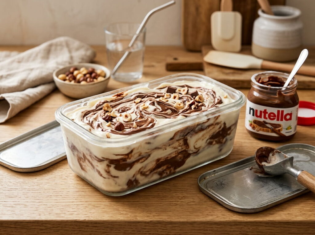 Nutella Swirl No-Churn Ice Cream