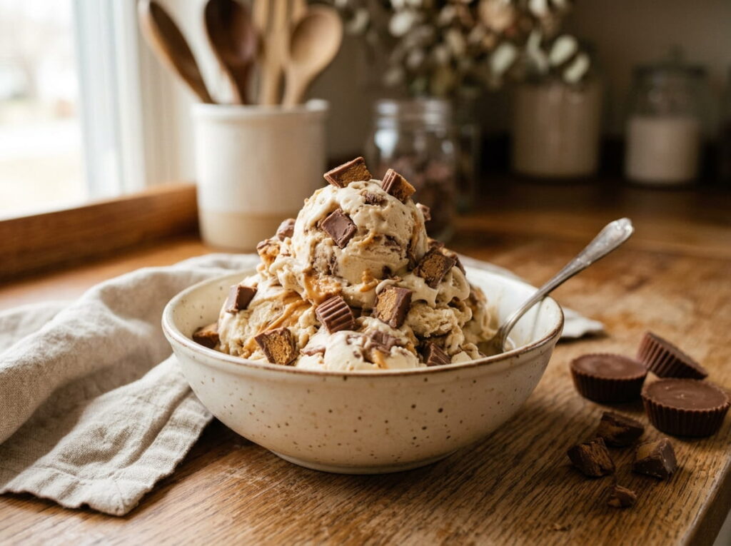 Peanut Butter Cup No-Churn Ice Cream