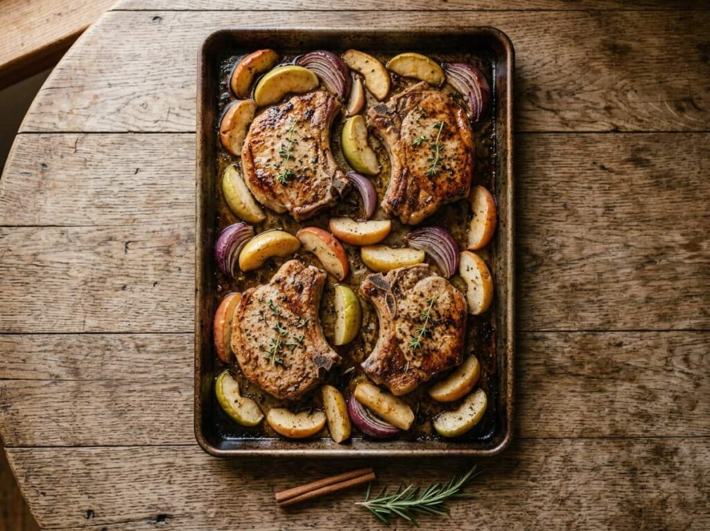 Sheet Pan Pork Chops With Apples and Onions