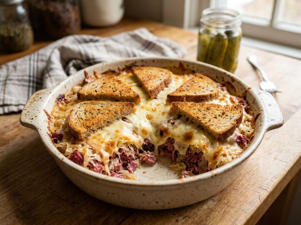 Reuben Casserole With Corned Beef and Sauerkraut