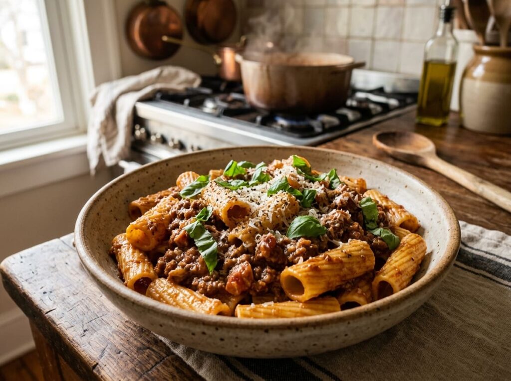 Rigatoni With a Meaty Sauce