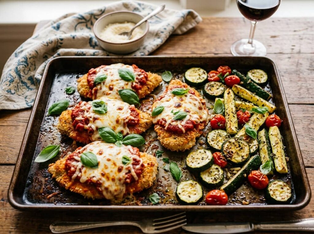 Sheet Pan Chicken Parmesan With Roasted Zucchini