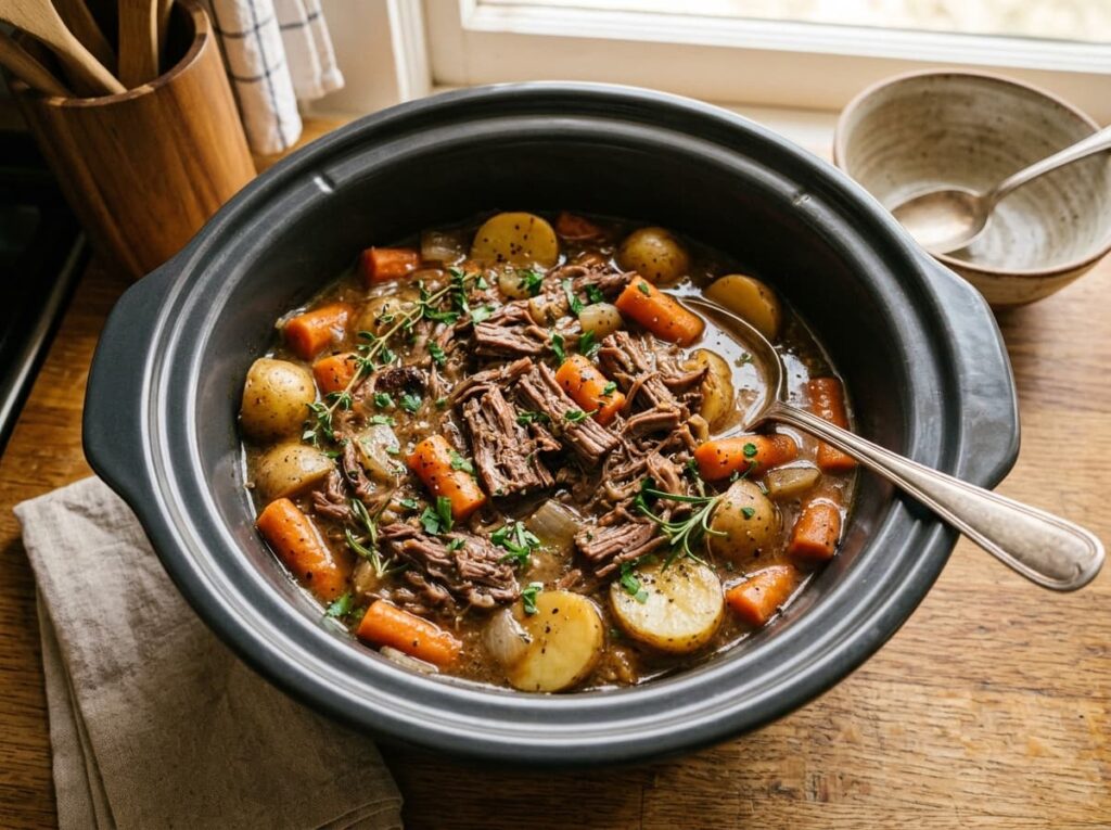 A Slow Cooker Pot Roast That Falls Apart With a Fork by Dinner Time