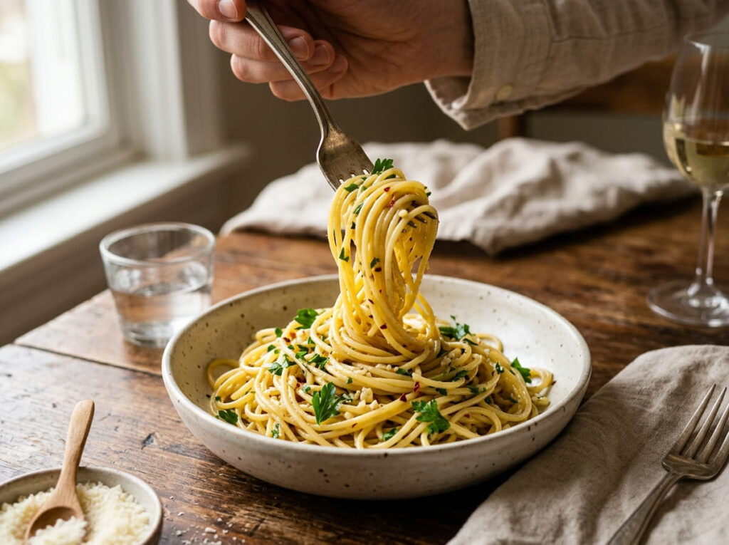 Spaghetti With Oil-Based Sauce