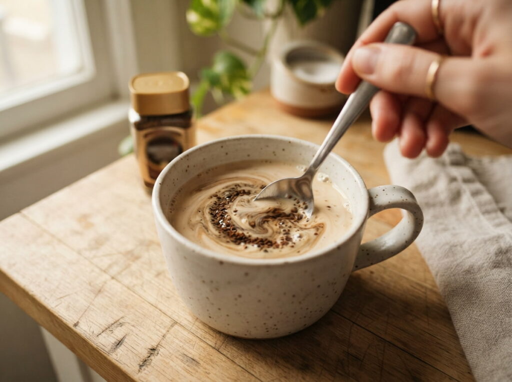 A Coffee Version That Uses Instant Coffee Dissolved Directly Into the Cream