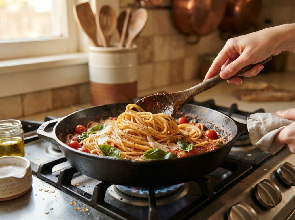 A Common Mistake That Leaves One Pan Pasta Starchy Instead of Silky