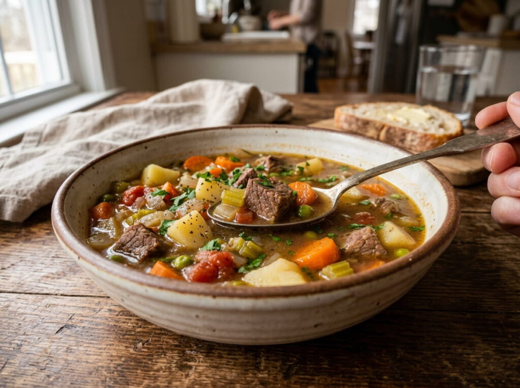 A Crockpot Vegetable Beef Soup That Turns Odds and Ends Into a Full Meal