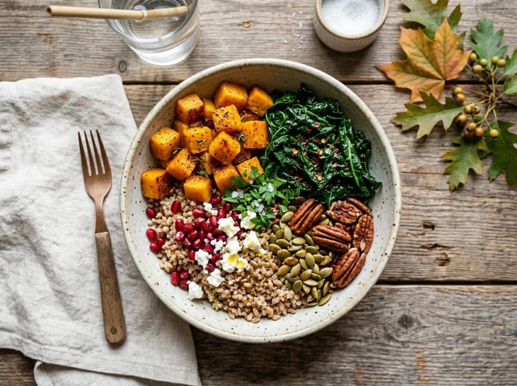 Warm Grain Bowl With Squash and Kale